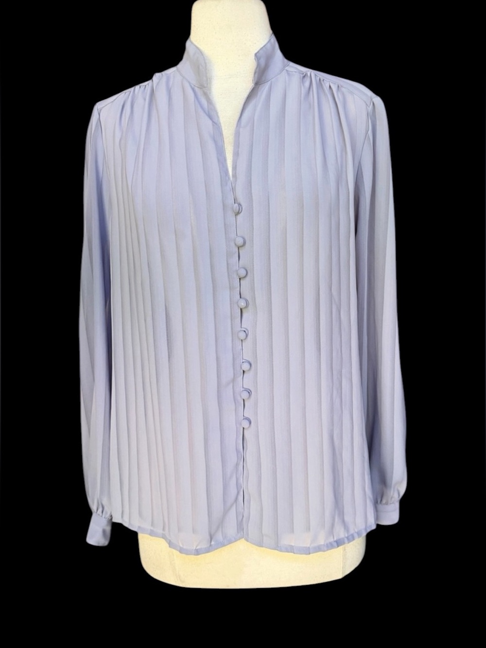 1970s JCPenney Semi-Sheer Gray Pleated Accordion Secretary Blouse